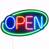 Světelný nápis LED - OPEN - stmívatelné - zelená/barevná - 420x60 mm