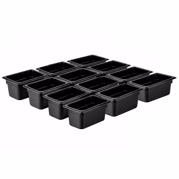 (12 stuks) Polycarbonaat GN-bak GN 1/3 - zwart - 5,3 liter - Diepte: 150mm