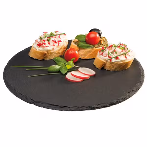 (6 pieces) Natural Slate Plate - Ø 280mm - Black