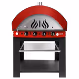Forno a gas per pizza - 1270x1476mm - 9 pizze Ø25cm - 400°C - Meccanico - Rosso - incl. Sottotelaio/Supporto con ripiano