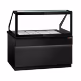Commercial Saladette Counter TORONTO - 1500mm - 1000L - Black Front - 2 doors - with square glass canopy for 4 x GN 1/1 & 1 shelf - black granite worktop