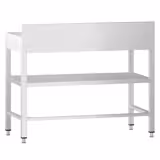 Mesa de trabajo de acero inox.  PREMIUM - 0,8 m - con zócalo, estante intermedio y travesaños bajos