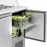 Saladette réfrigérée ECO - 900mm - 240L - 2 portes - avec vitrine de comptoir pour 2x GN 1/1 & 3x GN 1/6