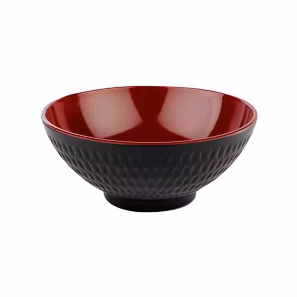 (6 st) Skål - ASIA PLUS - melamin - 0,6 l - fyrkantig - 160x160x70 mm - stapelbar - svart/röd