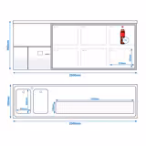 Bira tezgahı PREMIUM - 2500x700mm - 2 Becken Links & 6 Cam Çekmece