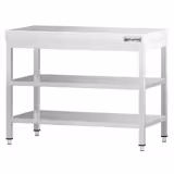 Mesa de trabalho em aço inoxidável PREMIUM - 800x600mm - com prateleira inferior & com prateleira intermédia & com travessas de reforço