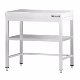 Edelstahl Arbeitstisch PREMIUM - 600x600mm - mit Grundboden & Verstrebung