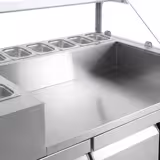 Commercial Saladette Prep Counter - 1210x700mm - 4 Drawers - topper for 9x GN 1/6 - incl. Glass sneeze guard & Crepe maker with wooden spatula