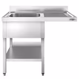 Commercial Dishwasher Sink Unit PREMIUM - 1200x600mm - Single Bowl Sink - Right Hand Drainer