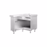 Kassa-sectie KOPENHAGEN & open model, verstelbare legplank - 1240x700x850mm - links - RVS
