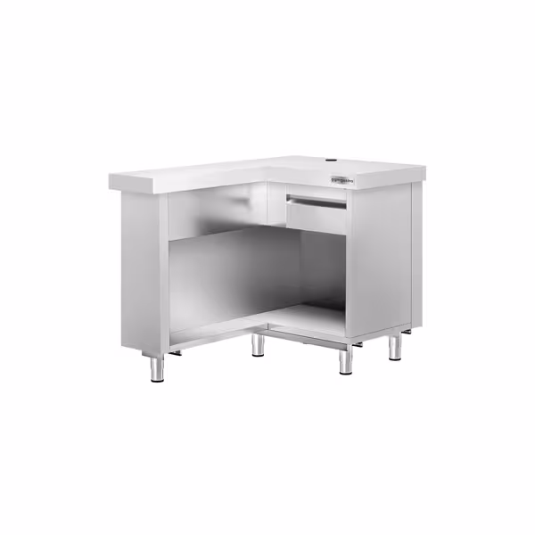 Banco cassa Serie COPENAGHEN - 1240x700mm - sinistra - Acciaio inox satinato (Scotch-Brite)