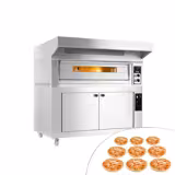 Elektrikli Pizza Fırını - Taş tabanlı - 33 cm x 9 Pizza Kapasiteli - Manuel - maks. 400°C - dâhil: Davlumbaz & Mayalama dolabı & Alt Çerçeve