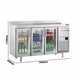 Mesa refrigerada para bar - 3 puertas de cristal y vaciador de poso de café
