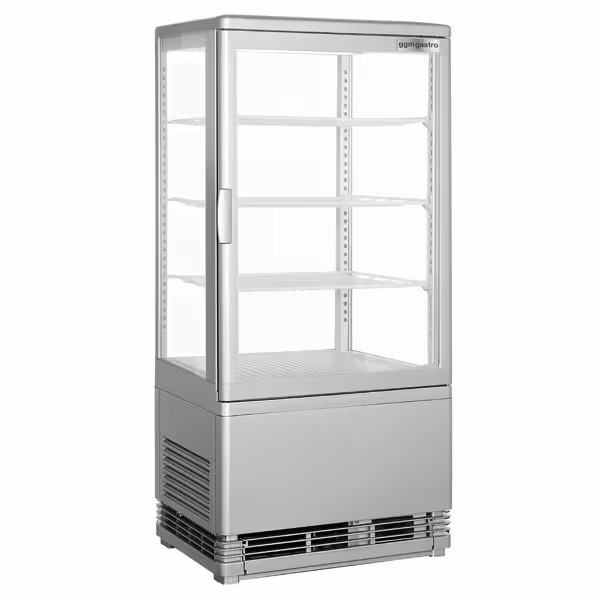 Countertop 4-Sided Glass Display Fridge - 68L - 428mm - Double glazing - square - with 4 adjustable shelves - 1 glass door