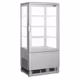 Vitrine réfrigérée 4 faces vitrées / Vitrine panoramique de table – 68 litres – 420 mm – 3 étagères – Argent