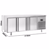Bakkerskoelwerkbank PREMIUM PLUS - 2185x800mm - 6 deuren - zonder spatrand - digitale thermostaat - 610 liter
