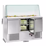 Saladette réfrigérée ECO - 1368mm - 368L - 3 portes - avec vitrine de comptoir pour 4x GN 1/1