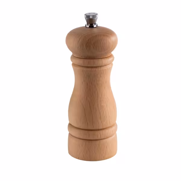 (6 stuks) Pepermolen - ETERNAL - RVS en beukenhout - met instelbare maalgraad - Hoogte: 155mm - Beige