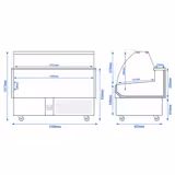 Visvitrine - 1500x880mm - gebogen ruit