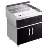 Elektro Bratplatte - mit Hartchrom-Beschichtung - 8 kW - Glatt - inkl. Unterbau mit 2 Türen