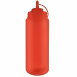 (6 stuks) Knijpfles - 1020ml - Ø 80mm - met schroefdop & afsluitdop - rood