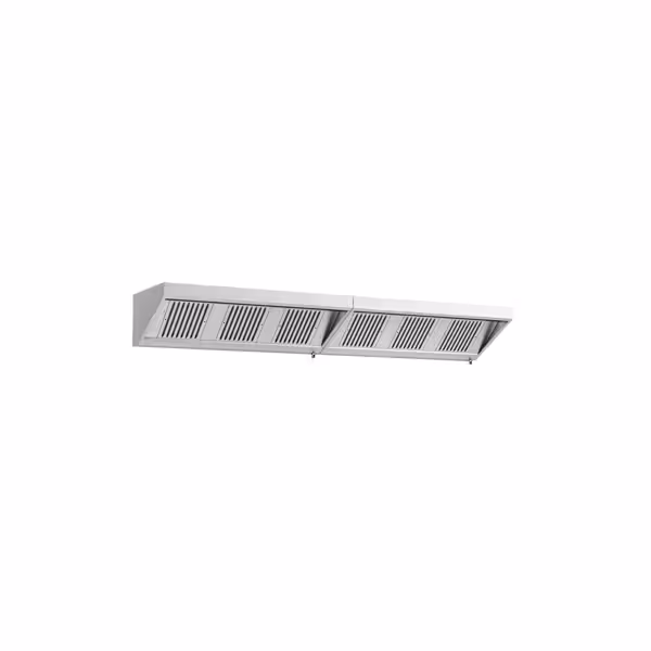 Commercial Wall-Mounted Extraction Canopy - 3600mm - with Baffle Filters & LED Lighting