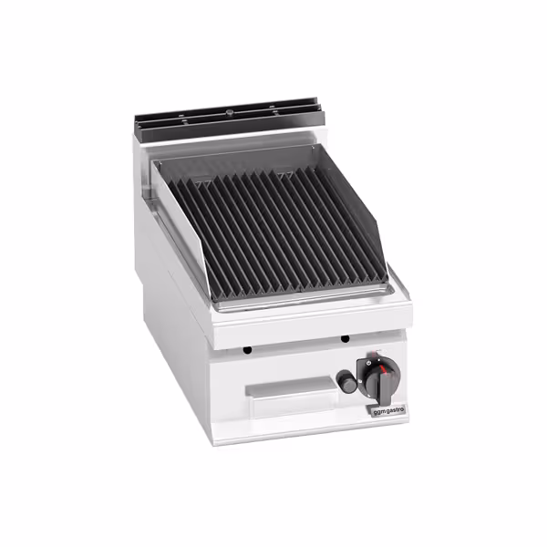 Gas lavasteengrill - 6,9kW - Gietijzeren rooster - Tafelmodel - 700mm diep - RVS