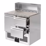 Granitli Pizza ve Salata Hazırlık Buzdolabı PREMIUM - 903mm - 240L - 1 kapılı & 2 çekmeceli - Paslanmaz çelik üst tabla ile 5 adet GN 1/6 için & paslanmaz çelik kapak