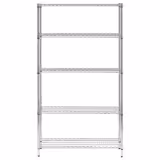 Stalen rek - 1200x450mm - 5 planken - Chroom