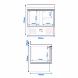 Koelwerkbank ECO - 900x700mm - 240 liter - met 1 deur - met 2 lades - met opstand