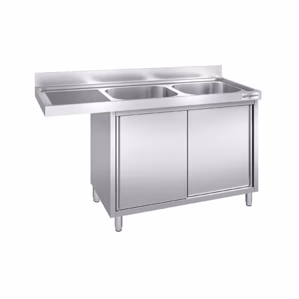 Chiuvetă 1,6m - 2 cuve în partea dreaptă L 40 x B 50 x T 25 cm
