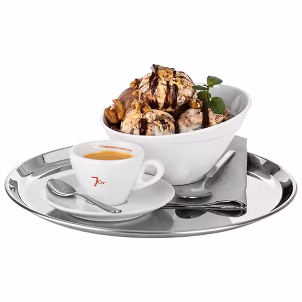 (6 pieces) Serving tray - KAFFEEHAUS - Stainless steel - Ø 270mm - Height: 15mm