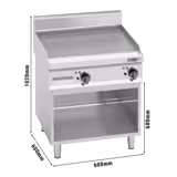 Fry Top Elettrico Professionale - 8,0 kW - Rigato - Superficie di cottura: 596x430mm - incl. sottotelaio