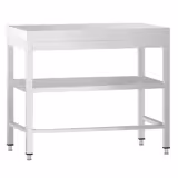 Edelstahl Arbeitstisch PREMIUM - 700x700mm - mit Grundboden & Verstrebung