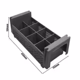 Coș pentru tacâmuri - 450x200x200 mm - 8 compartimente - fără mânere - gri