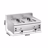 Dubbele gasfriteuse - 8+8 liter - 12 kW - mechanische bediening - met aftapkraan