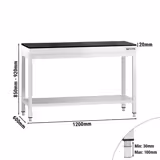 Nerezový pracovní stůl PREMIUM - 1200x600 mm - se spodní policí - vč. žulové pracovní desky