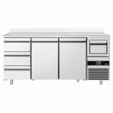 Rashladni pult za pića PREMIUM - 2135x600 mm - 570 l - 2 vrata, 3 ladica, podignuti rub & Ausklopfer za kavu