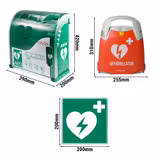 Defibrillator - inkl. Wandkasten, Defi-Safe-Set & Rettungszeichen
