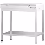 Tavolo da lavoro in acciaio inox PREMIUM - 600x700mm - con ripiano inferiore - con tagliere in polietilene Bianco