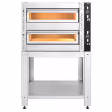 Electric Deck Pizza Oven - Twin Deck - Refractory Stone Deck - 4+4 x Ø 30cm (12") - 230V 3 Phase - Mechanical Controls - up to 450°C - incl. Base frame
