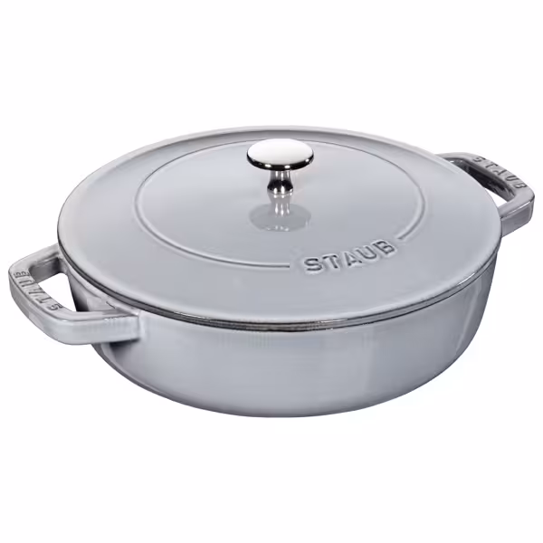 STAUB | Enameled Cast Iron Round Braiser – Ø24 cm - Graphite Grey - Self-Basting Chistera Lid