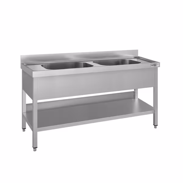 Spoeltafel ECO - 1600x600mm - met onderbouw & 2 spoelbakken in het midden