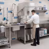 Commercial Pass Through Dishwasher - Touchscreen Controls - 9.66kW - incl. Inlet Table left, Outlet Table right - with Detergent & Rinse Aid Dosing Pumps, Drain Pump