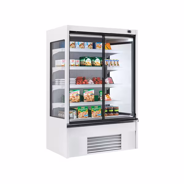 Commercial multideck display fridge - 1018mm - 602L - with 2 hinged glass doors & 4 shelves - White
