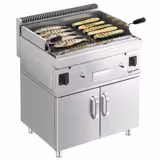 Gas Lavasteingrill - 10,6 kW - Grillrost neigbar - inkl. Unterbau mit 2 Türen