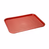 (6 kom) Poslužavnik - FAST FOOD - Polypropylen - 350x270 mm - Visina: 20 mm - Crveni - s teksturiranom površinom; bruchsicher; perivo u perilici posuđa; složivi