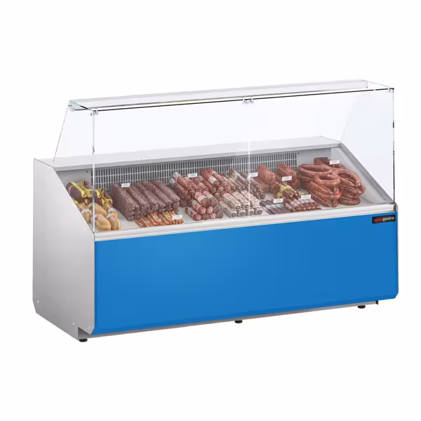 Banco gastronomia professionale Alma - 1881x979mm - Statica - 387 L - Vetro dritto - Pannello frontale Hellblau - Colore Dunkelgrau