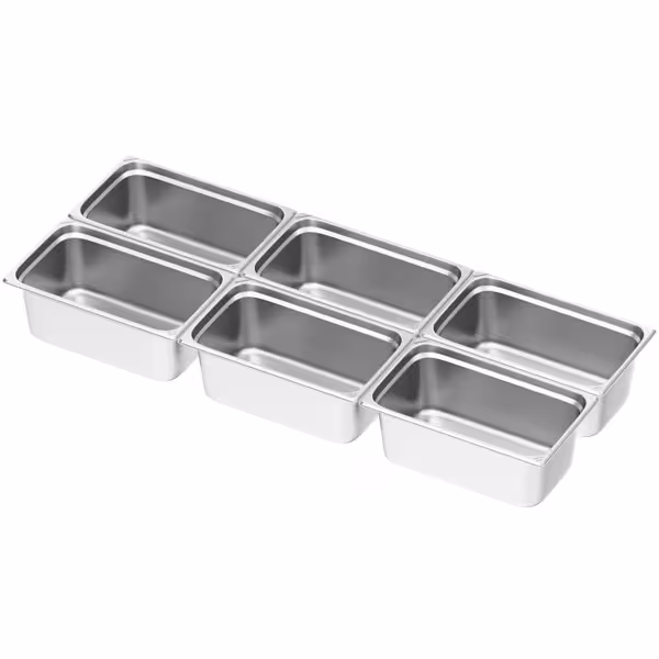 (6 stuks) Roestvrijstalen GN-container 1/1 - hoogte 200mm