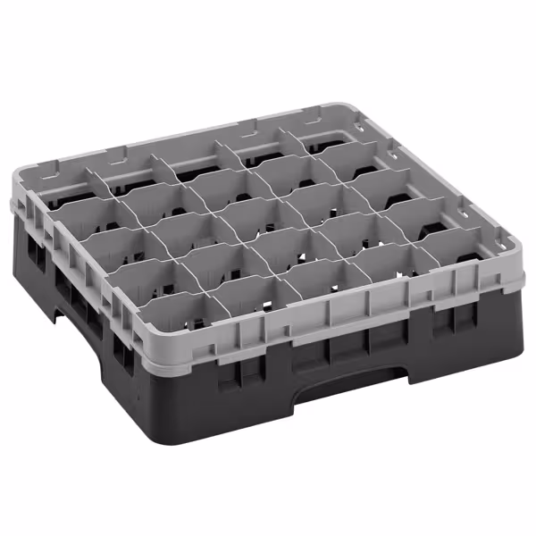 CAMBRO | CAMRACK® - Glazenwasmand 1/1 - 25 vakken - met 1 verlengstuk - 500x500mm - Zwart
